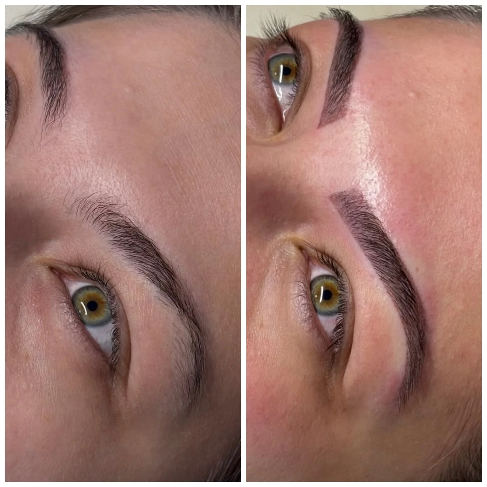 Antes e depois de micropigmentação de sobrancelhas